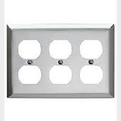 MULBERRY Mulberry 97103 Standard Receptacle Wallplate, 3 Gangs, 4-1/2 in H x 6-3/8 in W, 430 Stainless Steel