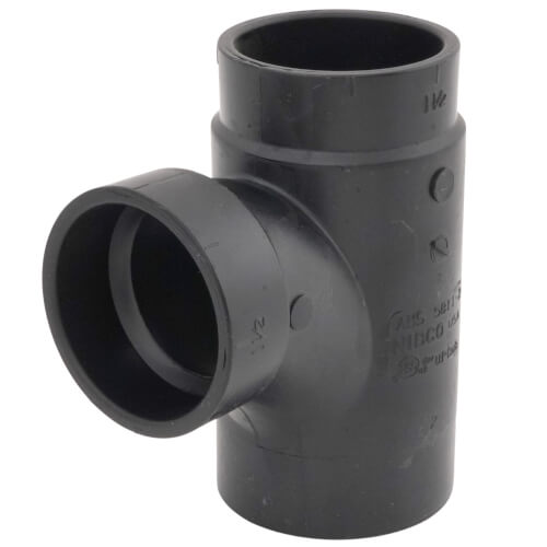 NIBCO Nibco I103080 2 x 1-1/2 x 1-1/2 Spigot x Hub x Hub ABS DWV Street Tee 58112RR