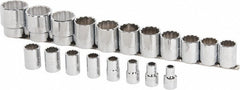 PROTO Proto J54113 19pc 1/2 in Drive Socket Set 3/8-1-1/2 in