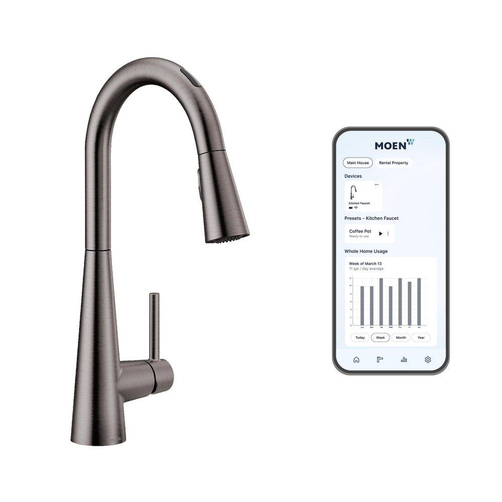 MOEN Moen 7864EVBLS Sleek Single Handle Pull Down Touchless Kitchen Faucet with Voice Activation