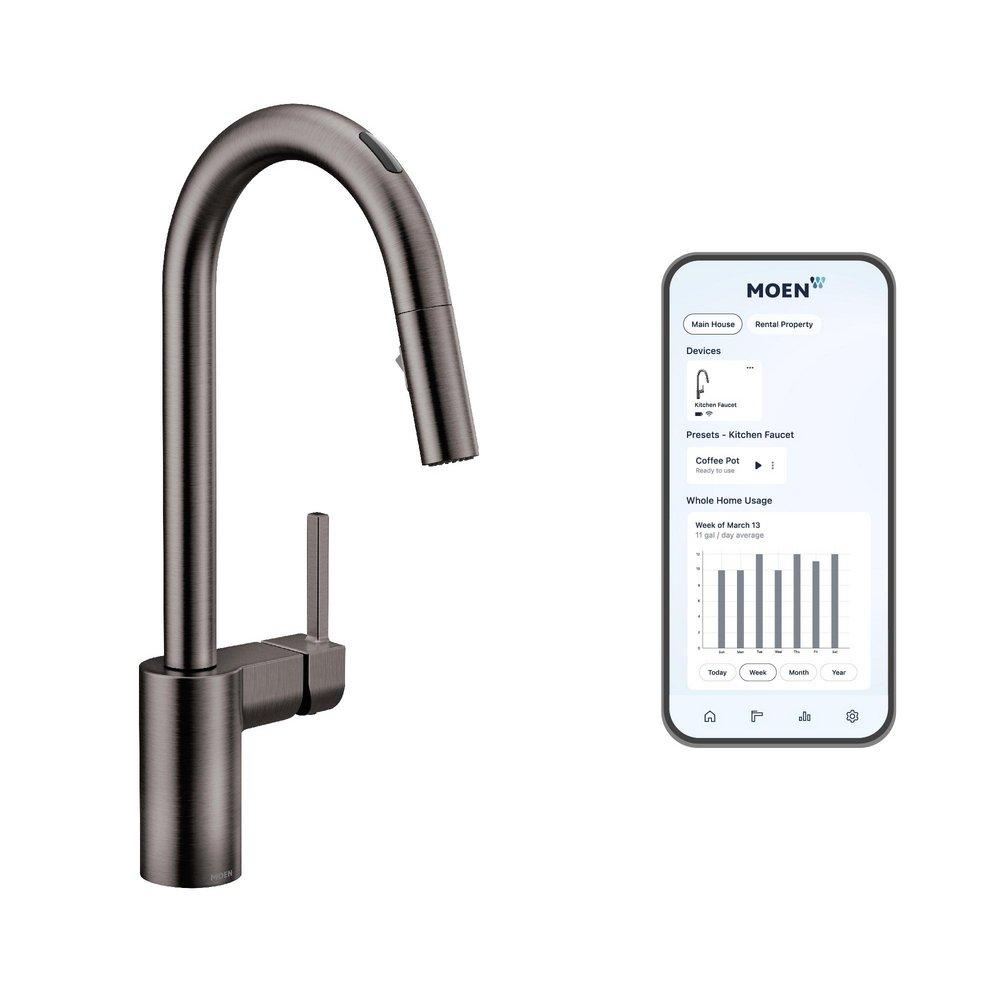 MOEN Moen 7565EVBLS Align Single Handle Pull Down Touchless Kitchen Faucet with Voice Activation