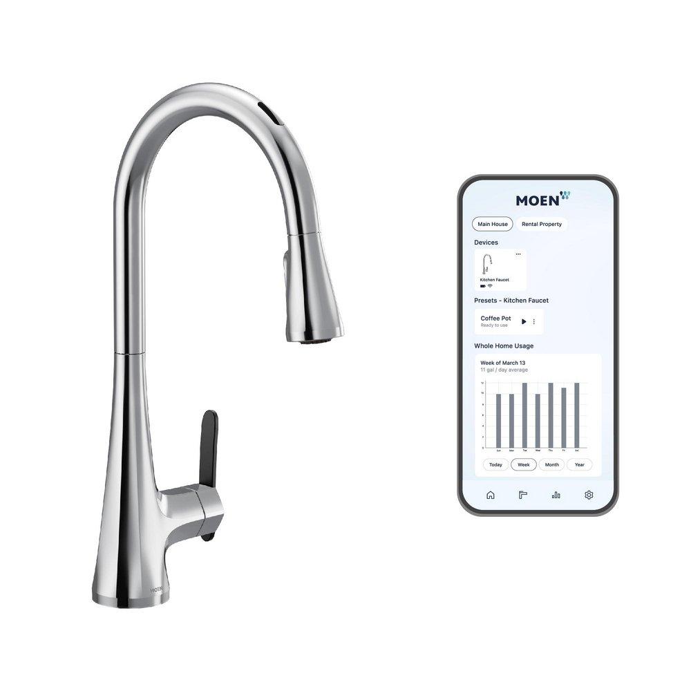 MOEN Moen S7235EVC Sinema Single Handle Pull Down Touchless Kitchen Faucet with Voice Activation in Chrome