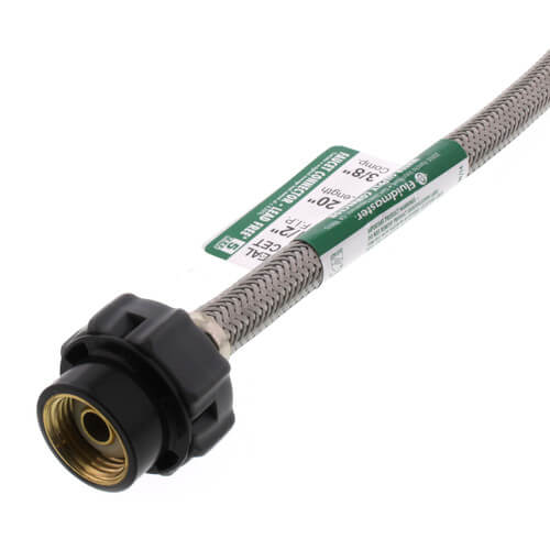 FLUIDMASTER Fluidmaster B1F20CS 20 Click-Seal Braided Stainless Steel Hose Faucet Connector 3/8 Compression x 1/2 FIP
