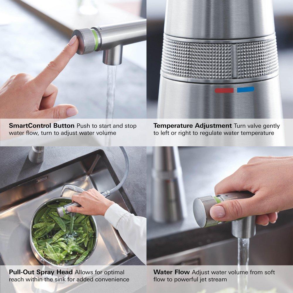 GROHE GROHE 31559002 Pull-Out Spray Kitchen Faucet 1.75GPM LF