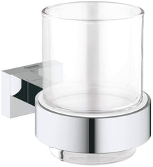 GROHE GROHE 40755001 Essentials Cube Crystal Glass Tumbler with Holder in Starlight Chrome