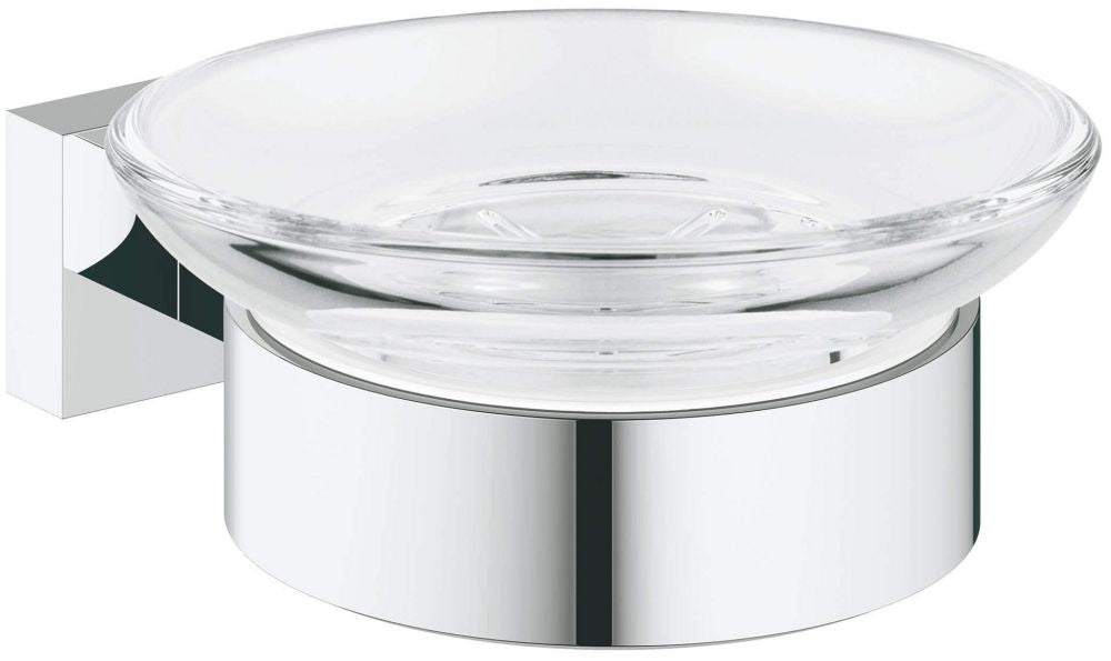 GROHE GROHE 40754001 Essentials Cube Wall Mount Metal and Glass Soap Dish