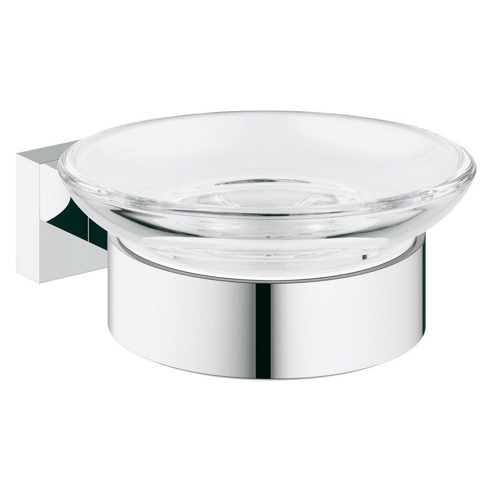 GROHE GROHE 40754001 Essentials Cube Wall Mount Metal and Glass Soap Dish