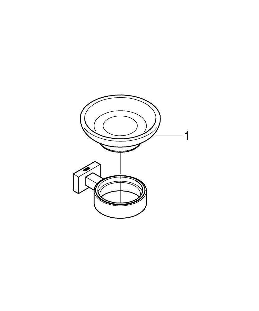 GROHE GROHE 40754001 Essentials Cube Wall Mount Metal and Glass Soap Dish