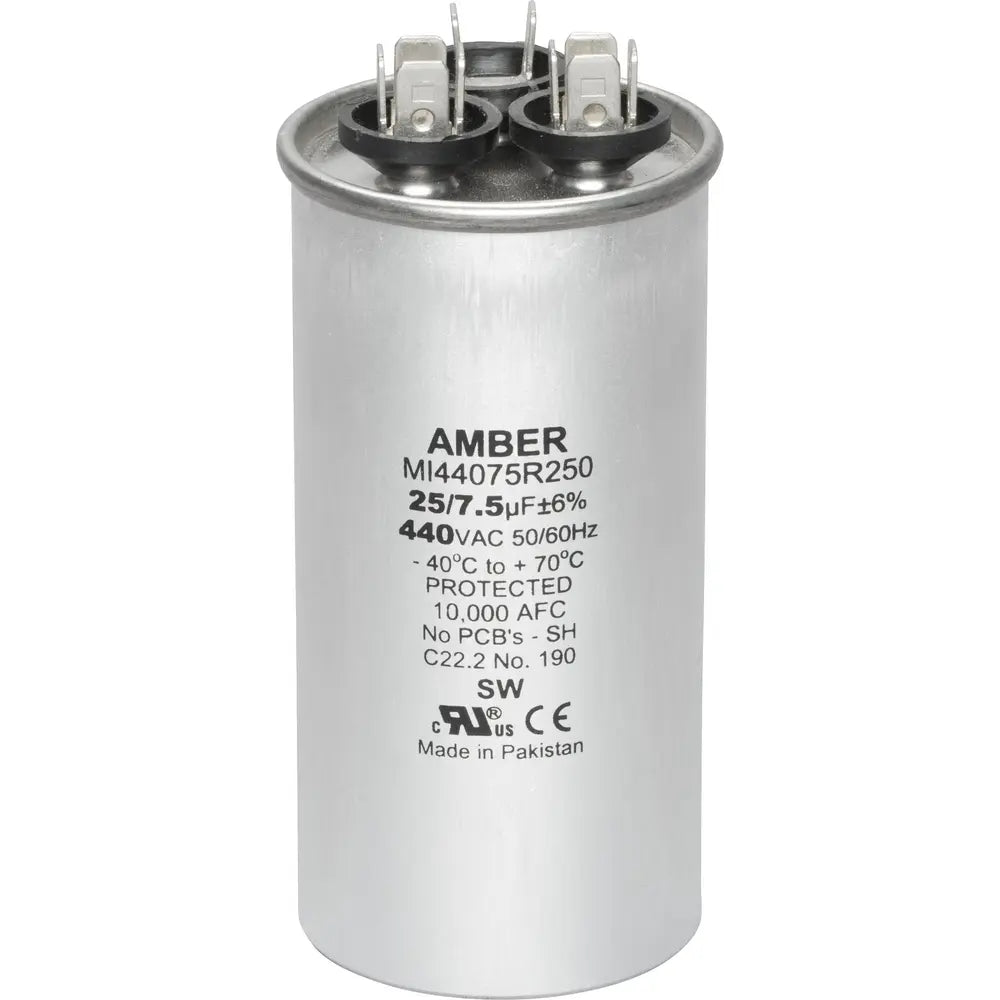 DIVERSITECH DiversiTech 4JR7525 Motor Run Capacitor 440 VAC Round 25+7.5µF