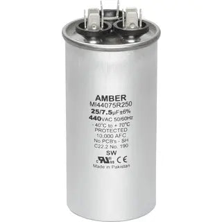 DIVERSITECH DiversiTech 4JR7525 Motor Run Capacitor 440 VAC Round 25+7.5µF