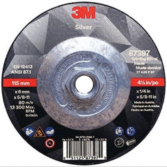 3M 3M 7010362237 Silver Depressed Center Grinding Wheel, 4-1/2 in Dia, 36 Grit