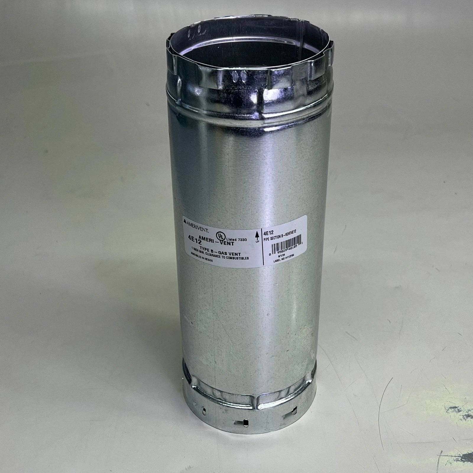 AMERIVENT AmeriVent 30000 Type B Gas Vent Pipe Section 4 x 12