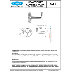 BOBRICK Bobrick 211 Heavy-Duty Clothes Hook