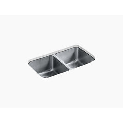 ELKAY ELKAY CASS16UM32DB-2 Undermount 32-1/4 in. 50/50 Bowl 16 Ga. Stainless Steel Kitchen Sink
