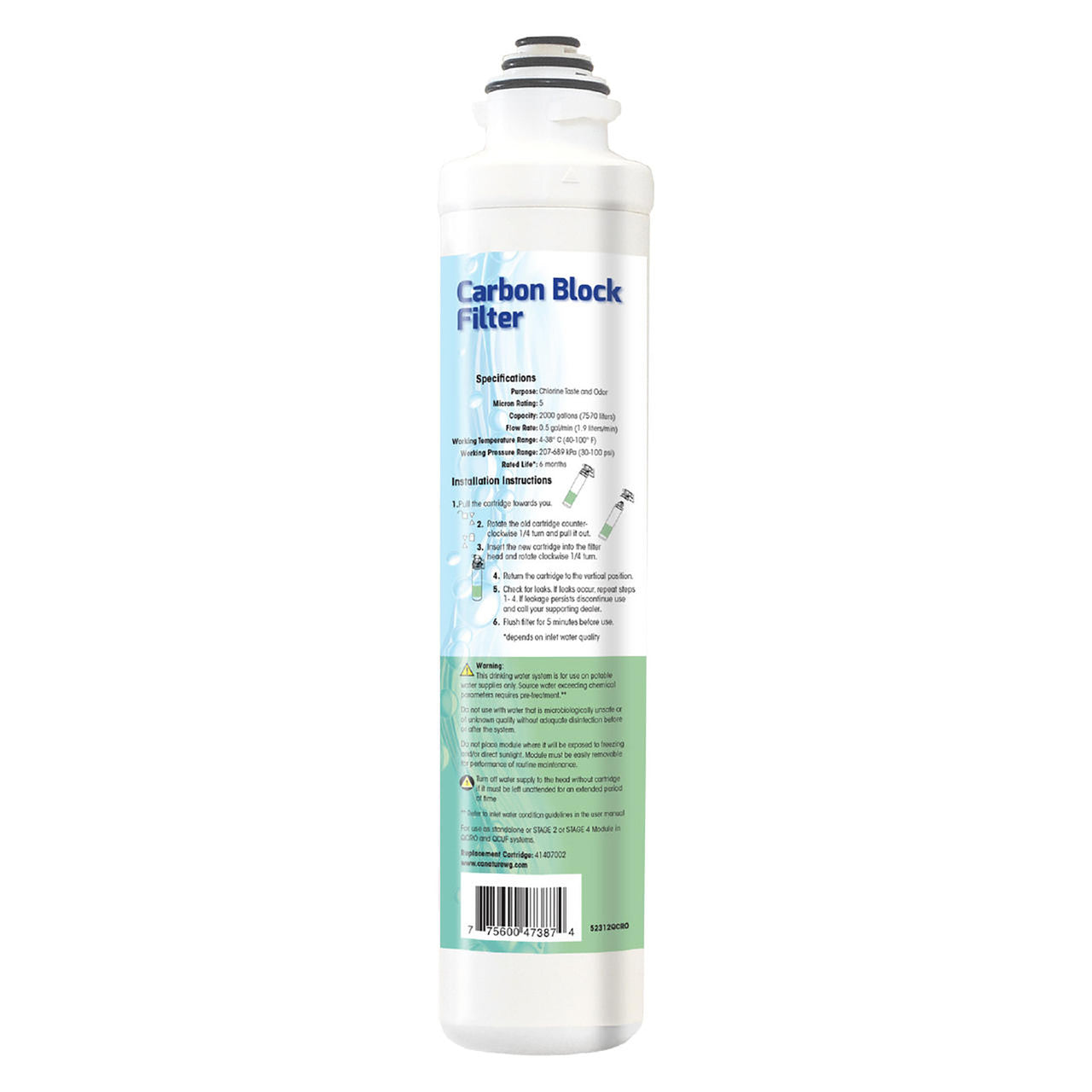 WATERGROUP WATERGROUP 41407002 Aqua Flo Quick Change Carbon Block Filter