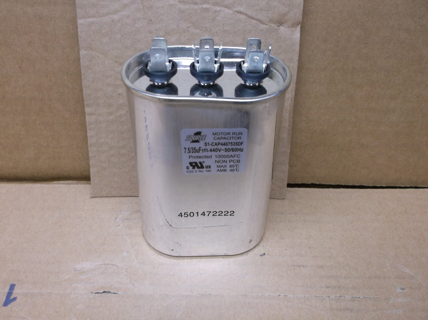 YORK SOURCE1 CAP4407535DF 35+7.5UF x 440V Oval Dual Run Capacitor