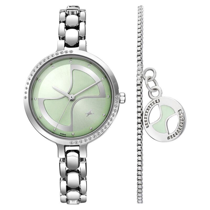 TITAN TITAN 6311 Pulse Quartz Analog Green Dial Metal Strap Watch for Girls