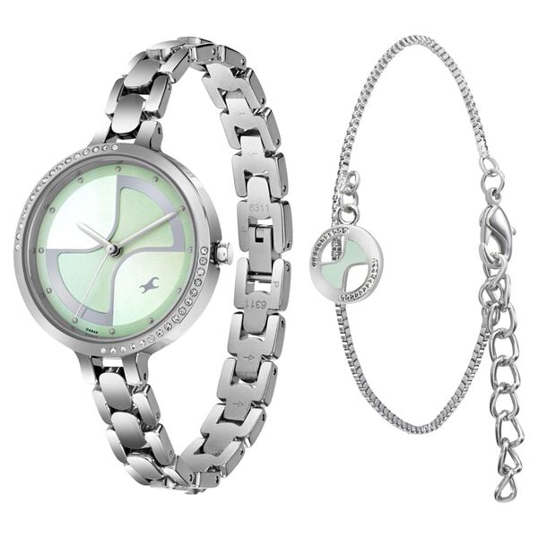 TITAN TITAN 6311 Pulse Quartz Analog Green Dial Metal Strap Watch for Girls
