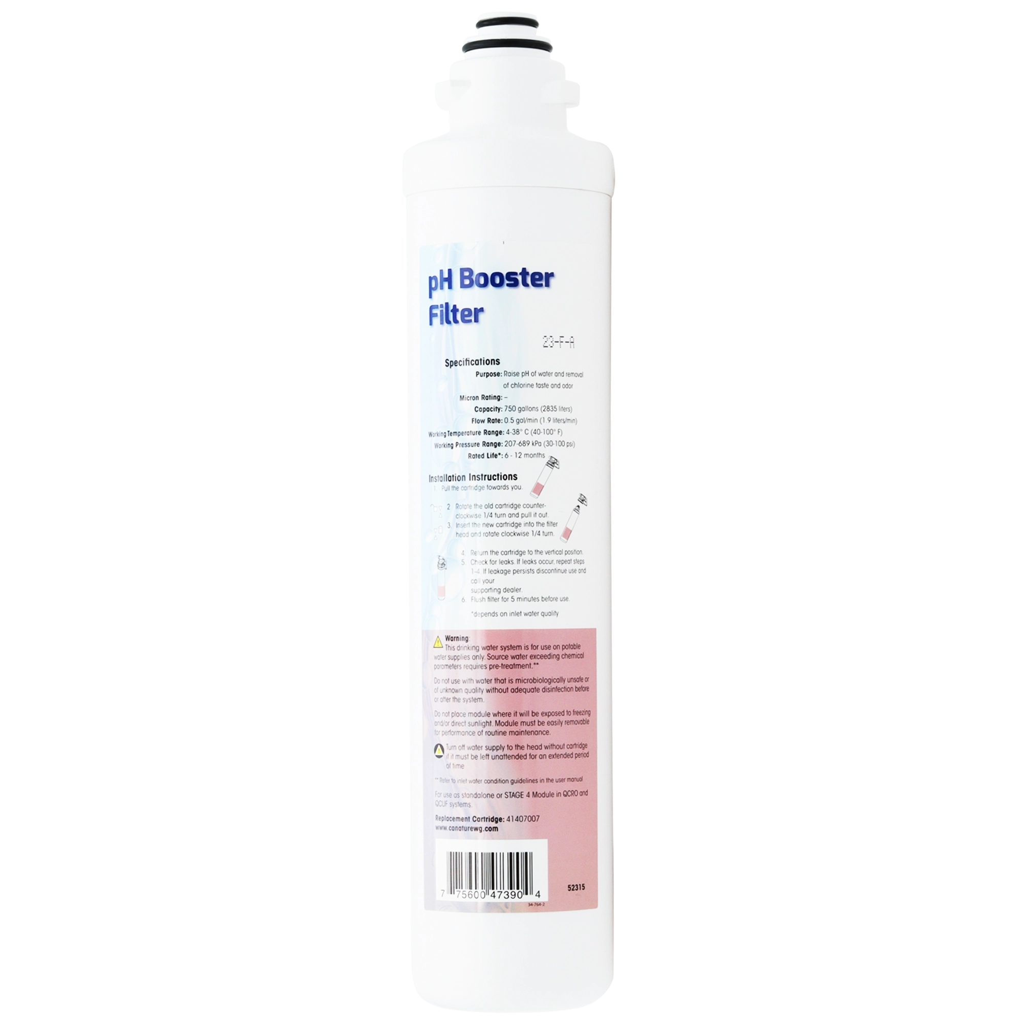 WATERGROUP WATERGROUP 41407007 Aqua Flo pH Booster Filter Cartridge