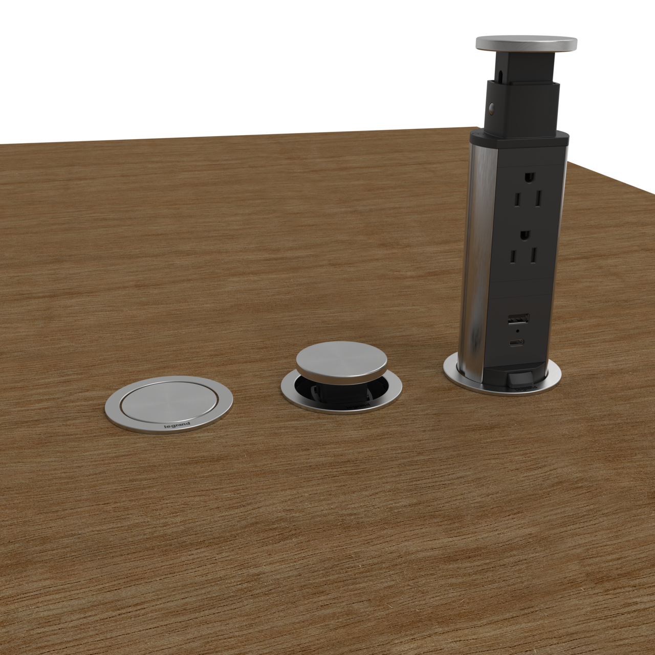 LEGRAND Wiremold POPUP-BK Pop Up Tower, 125V, 2 Outlets, 1 USB-A, 1 USB-C