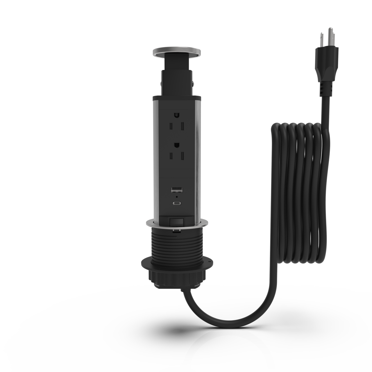 LEGRAND Wiremold POPUP-BK Pop Up Tower, 125V, 2 Outlets, 1 USB-A, 1 USB-C