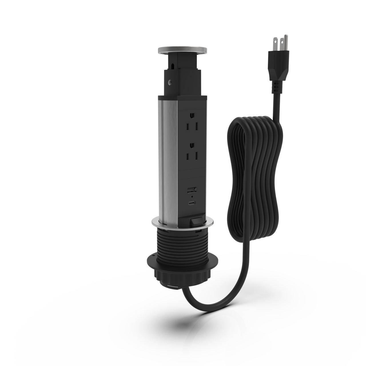 LEGRAND Wiremold POPUP-BK Pop Up Tower, 125V, 2 Outlets, 1 USB-A, 1 USB-C