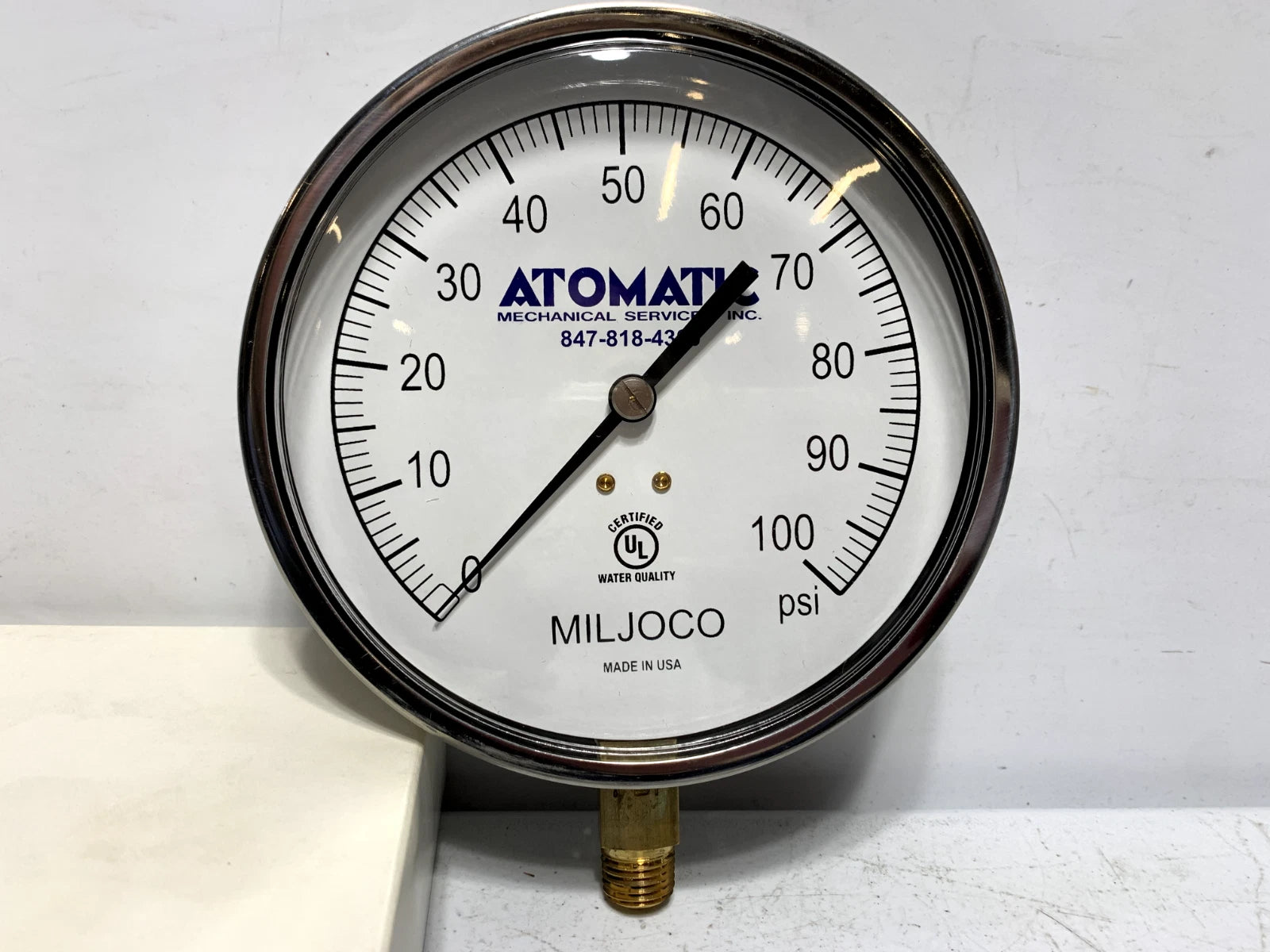 MILJOCO MILJOCO P4598L05 Pressure Gauge 0-100 PSI 1/4 NPT Bottom Mount