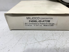 MILJOCO MILJOCO P4598L05 Pressure Gauge 0-100 PSI 1/4 NPT Bottom Mount