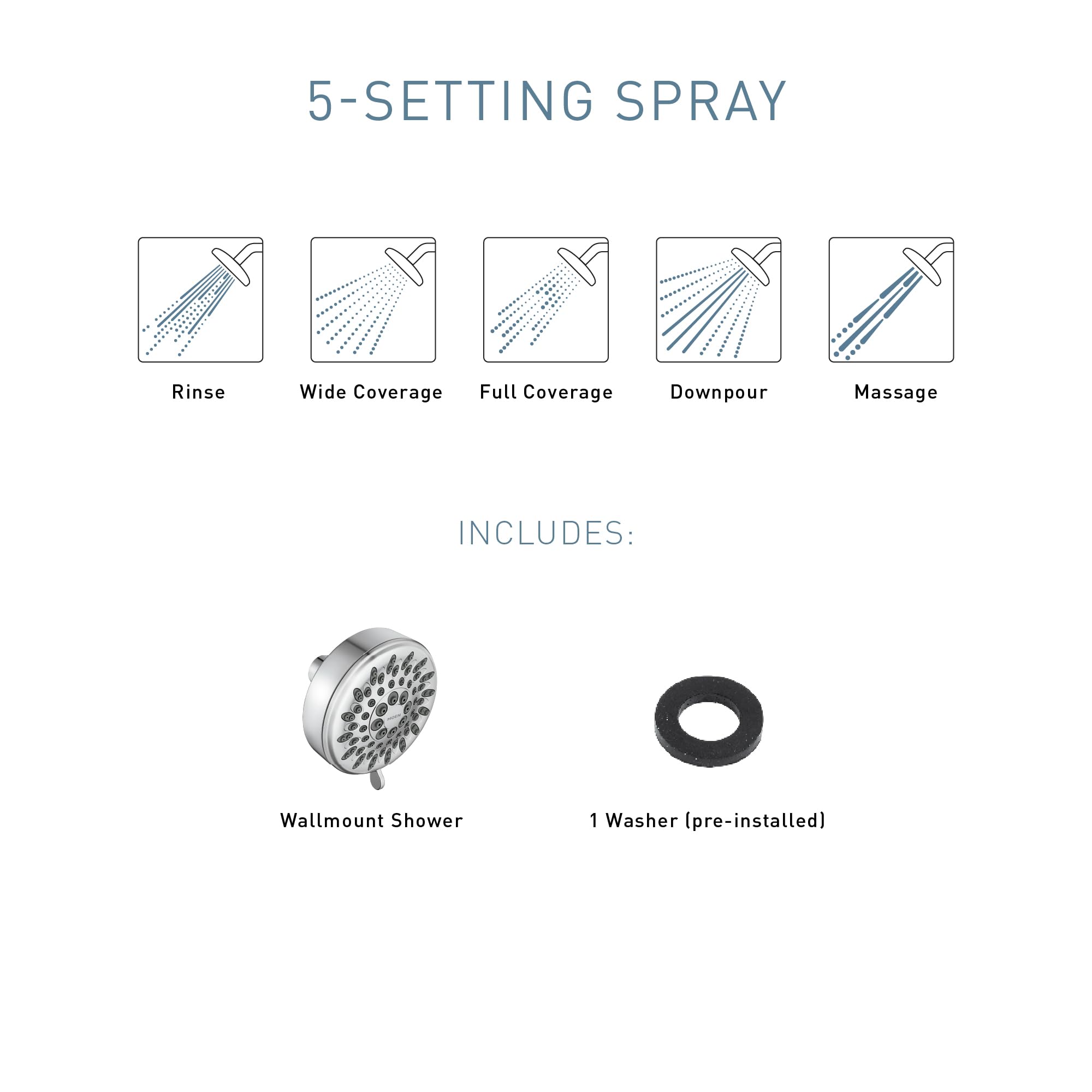 MOEN MOEN 23026EP Adler Four-Function Eco-Performance Showerhead