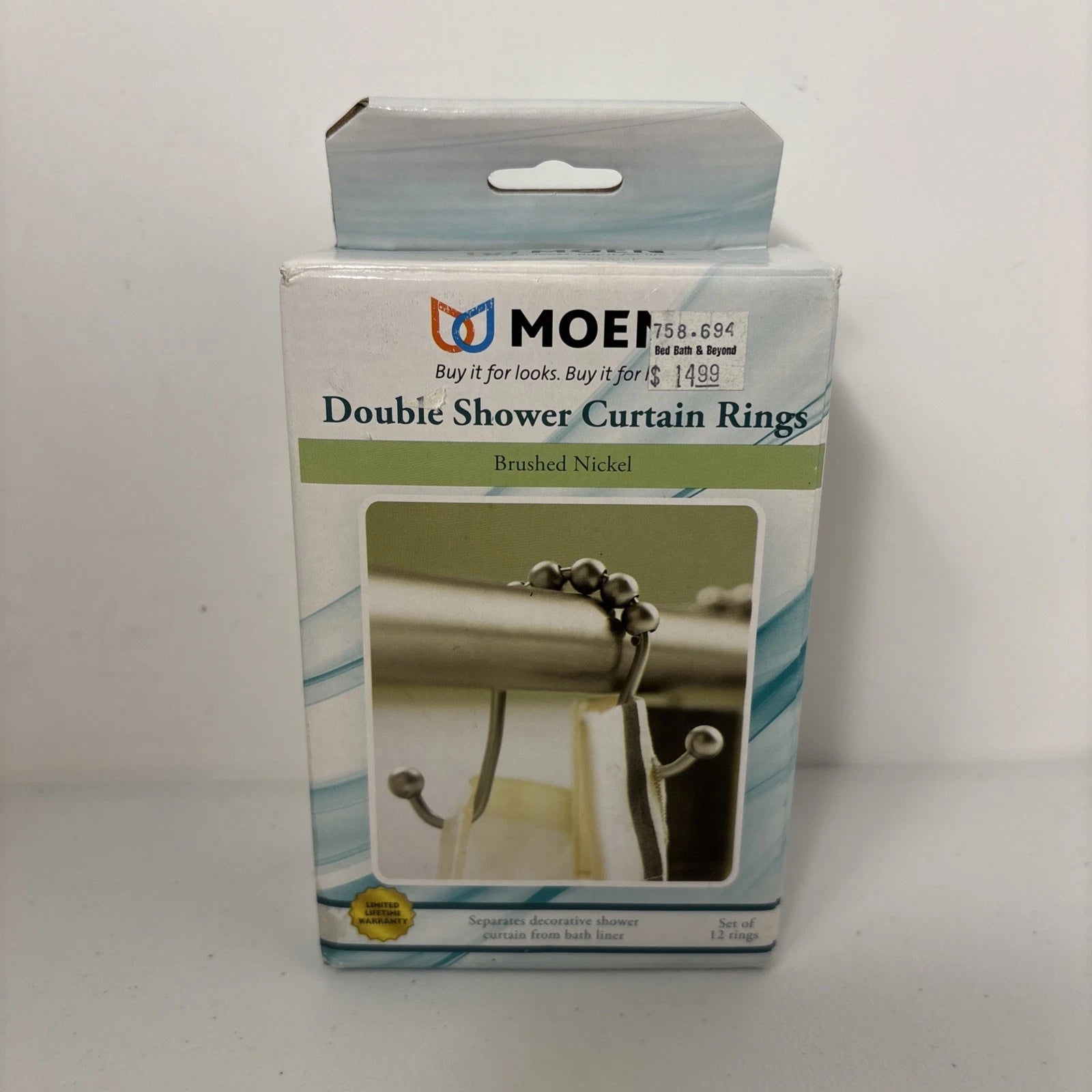 MOEN Moen SR2200BN Brushed Nickel Shower Curtain Rings - Set of 12