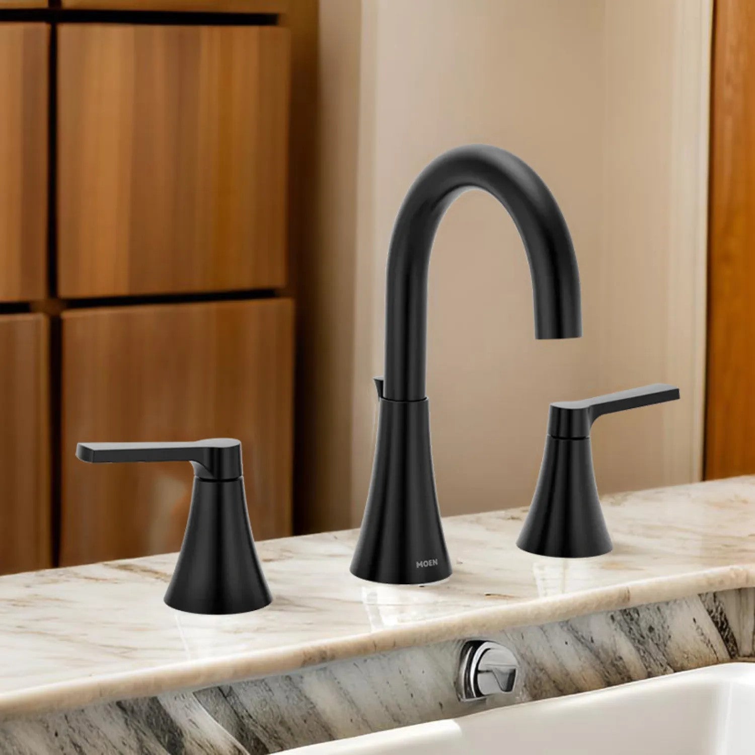 MOEN Moen TV64433BL Moen Jase Two-Handle Widespread Bathroom Faucet 1.2 GPM