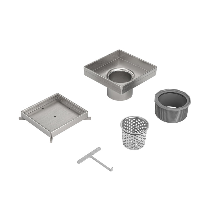 OATEY OATEY SD04BSTL QuickDrain 4 in. Square Tile-In Kit - Brushed Stainless Steel