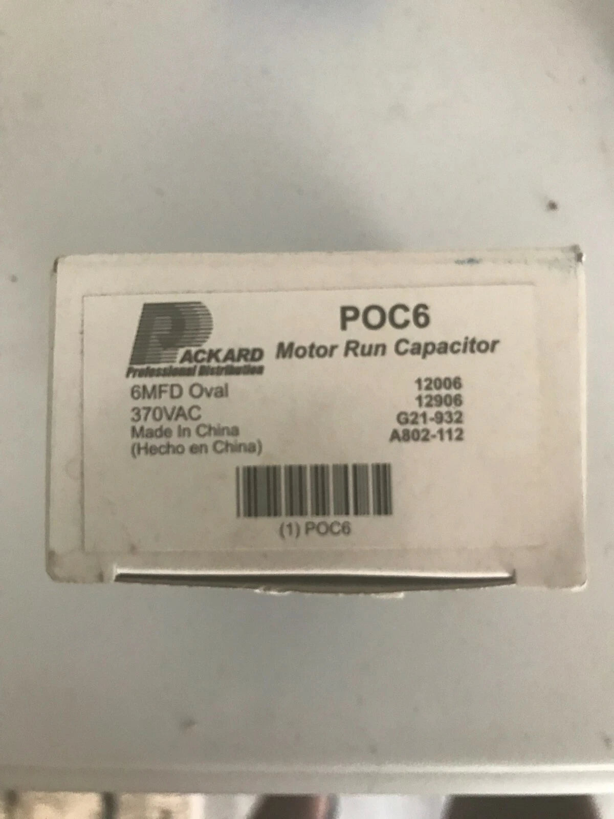PACKARD Packard OV6-370 Run Capacitor 6 MFD 370V