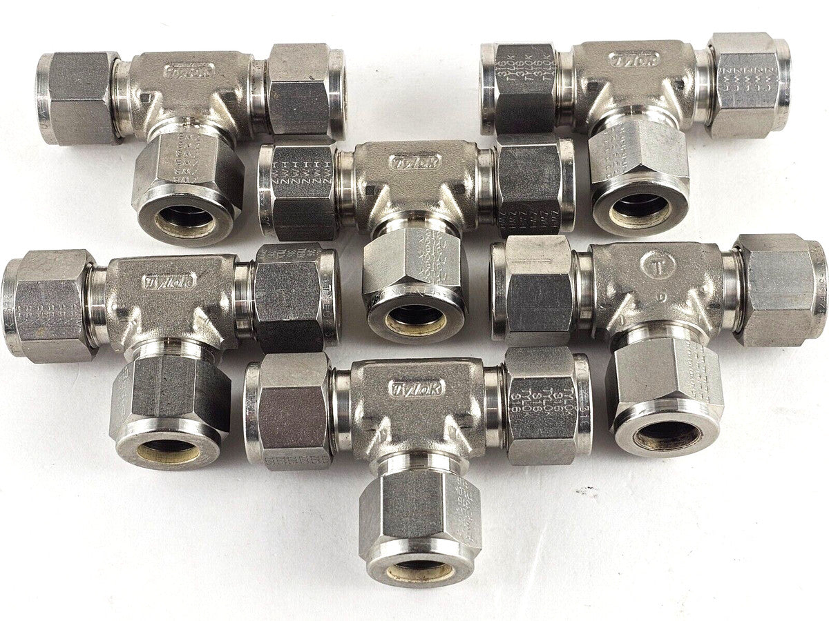 PARKER Parker B-8-DTTT-8 Union Tee, Double Ferrule, Brass, 1/2 in Tube