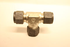 PARKER Parker B-8-DTTT-8 Union Tee, Double Ferrule, Brass, 1/2 in Tube