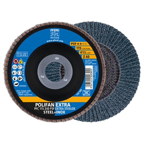 PFERD PFERD 60626 Polifan Flap Disc 40 Grit 4-1/2 in
