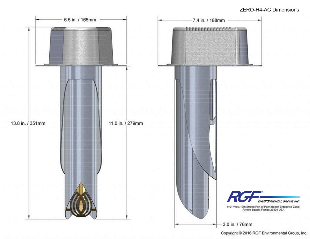 RGF RGF ZERO-H4-AC-T RGF ZERO In-Duct Air Purifier