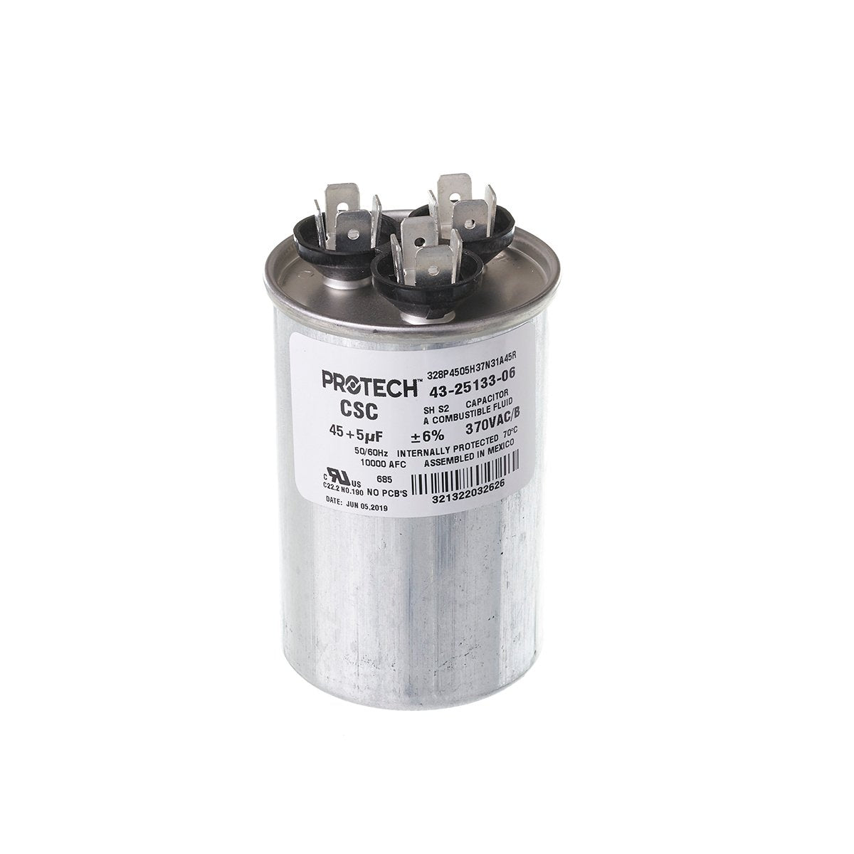 RUUD RUUD 43-25133-06 Dual Run Capacitor 45/5 uF 370V