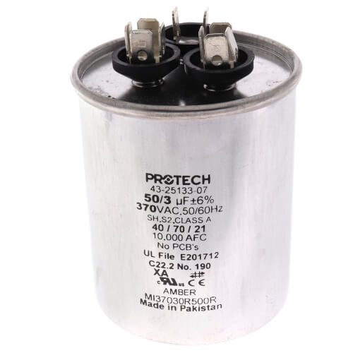 RUUD RUUD 43-25133-07 Dual Round Run Capacitor - 50/3 Microfarad 370V