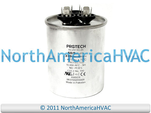 RUUD RUUD 43-25133-25 Dual Round Capacitor 50+5 uf (SIZE) REPLACEMENT MPN