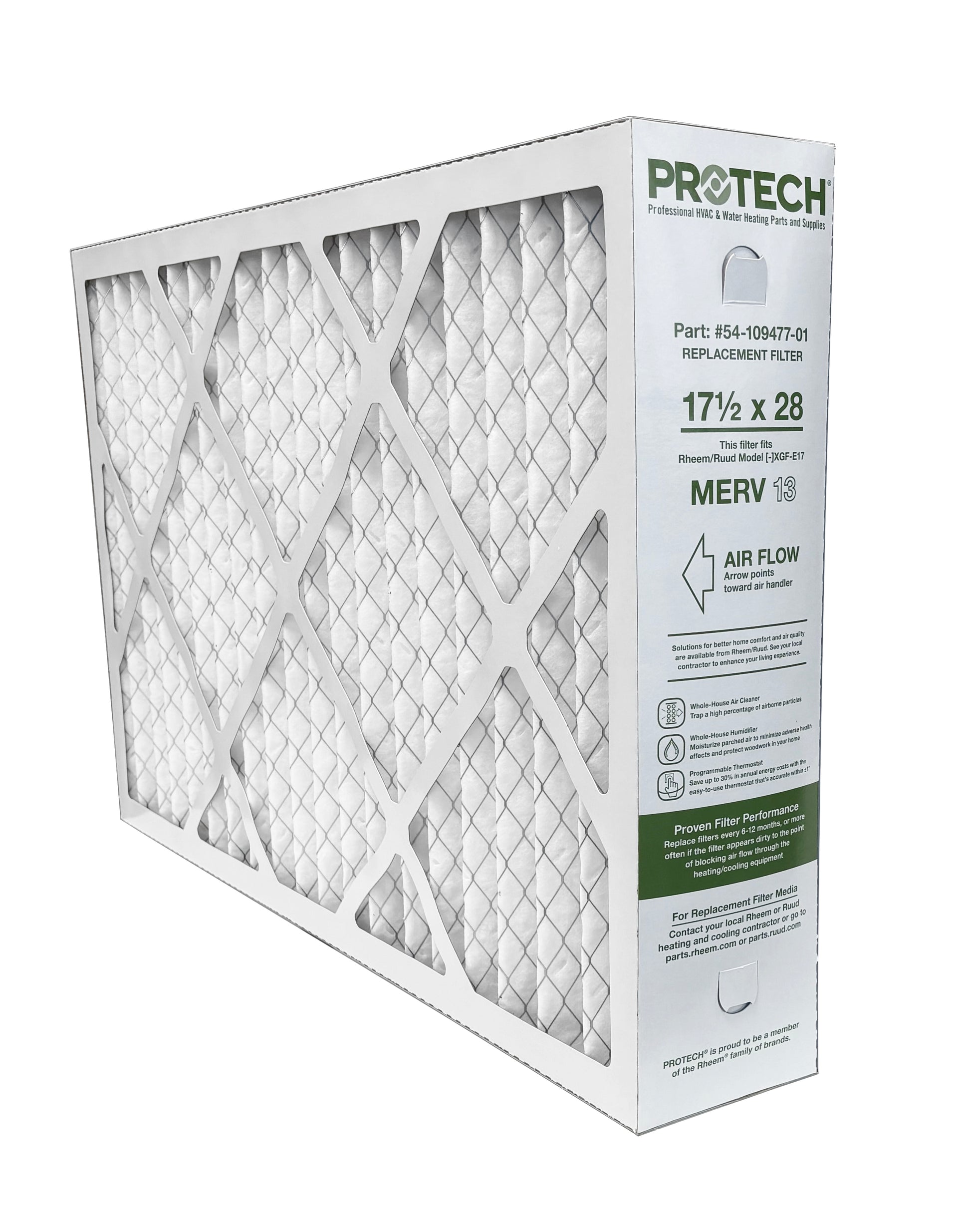 RUUD RUUD 54-109477-01 Air Cleaner Filter - Exact Fit, MERV 13