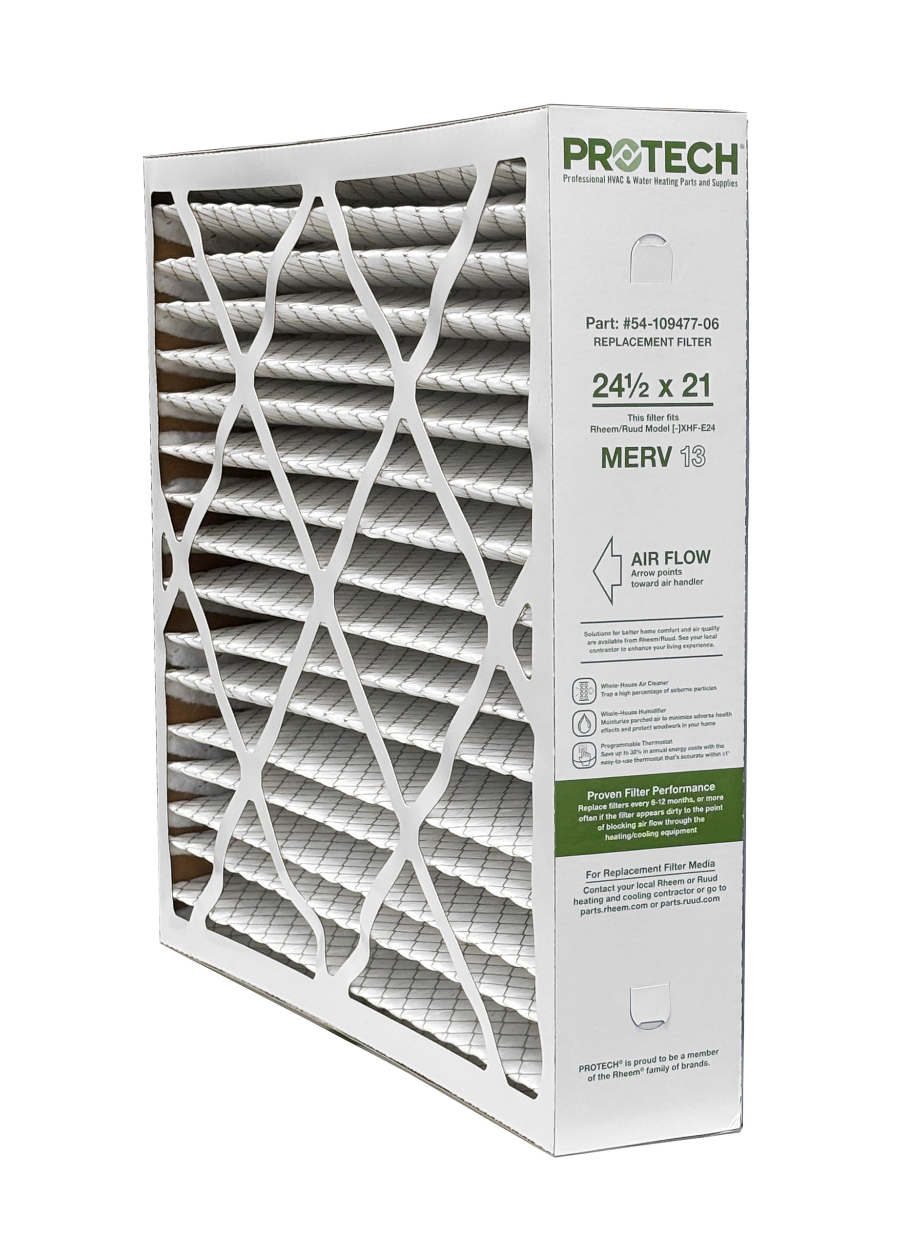 RUUD RUUD 54-109477-06 Exact-Fit Filter for Air Cleaner XHF-E24M13 MERV 13