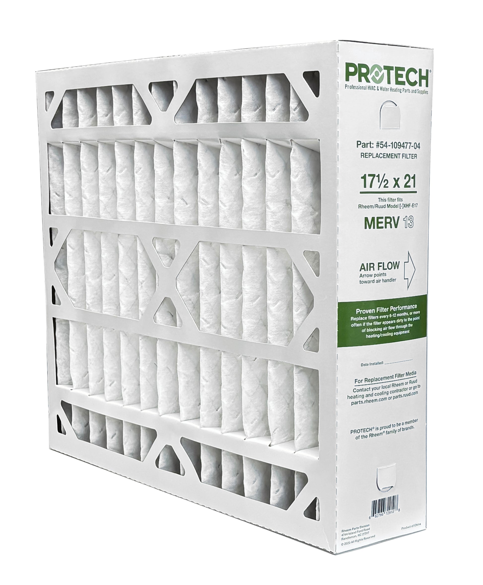 RUUD RUUD 54-109477-04 Exact-Fit Filter for Air Cleaner XHF-E17M13 MERV 13
