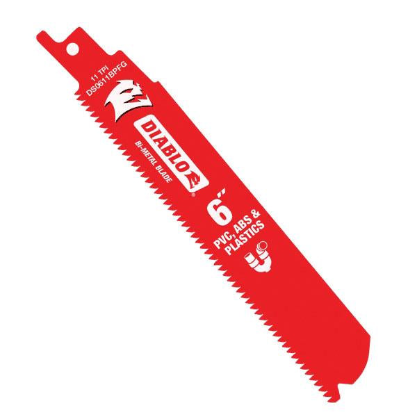 DIABLO FREUD DS0611BPFG5 6-Inch 11 TPI Bi-Metal Reciprocating Saw Blade for Plastics (5-Pack)