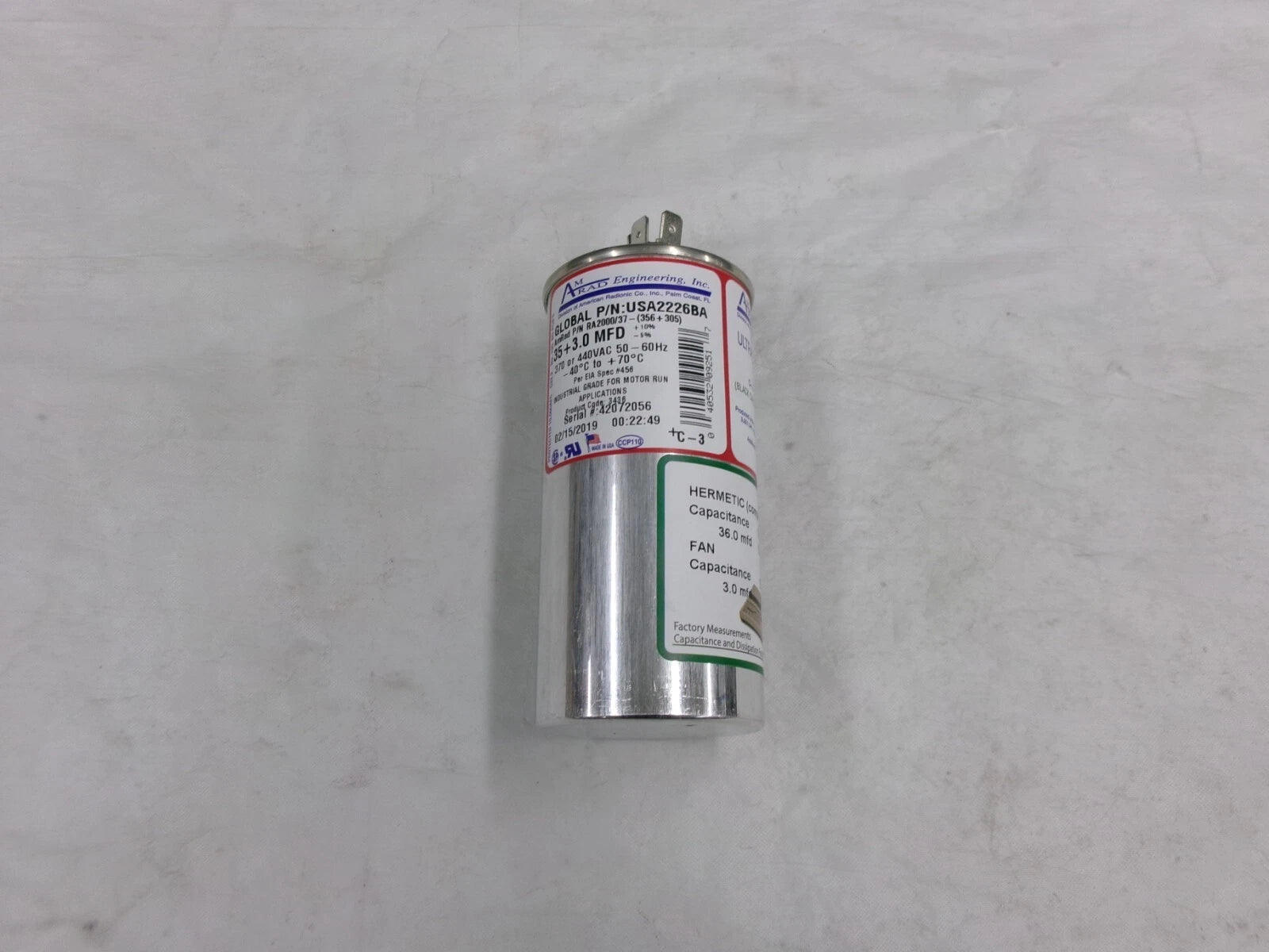GLOBAL GLOBAL USA2226BA Dual Run Capacitor 370/440 V