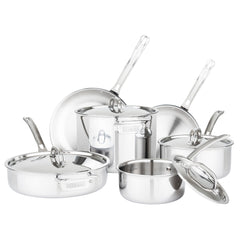 LID CORPORATION LID CORPORATION 40011 3-Ply Stainless Steel 10-Piece Cookware Set with Metal Lids