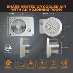LID CORPORATION LID CORPORATION TW208 ThruWall Variable Speed Room to Room Transfer Fan