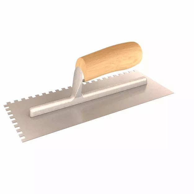 BON BON 14-320 Notched Trowel with Wood Handle