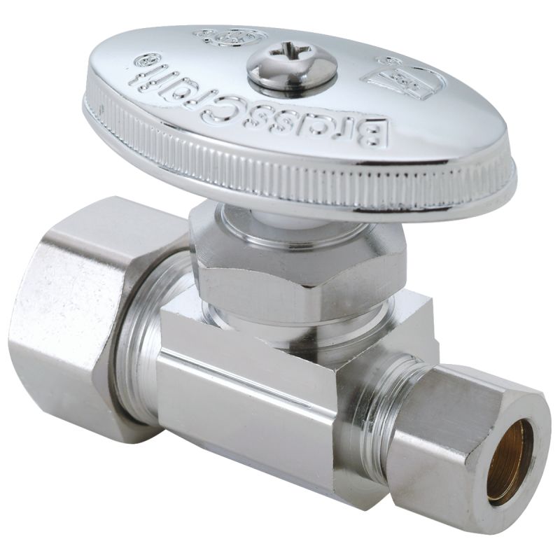 BRASSCRAFT Brasscraft G2CPN14XC1 1/2 Nominal Press x 3/8 OD Compression 1/4 Turn Straight Stop Valve