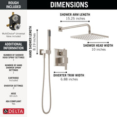 DELTA FAUCET Delta Faucet 342701-SP Monitor 14 Series Shower with Raincan Hand Shower Rough Valve